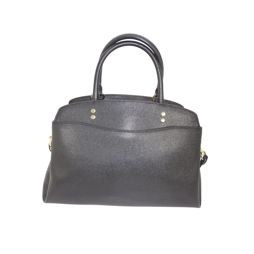 COACH Mini Lillie Carryall Handbag Crossbody Satchel Black Crossgrain‎ Leather